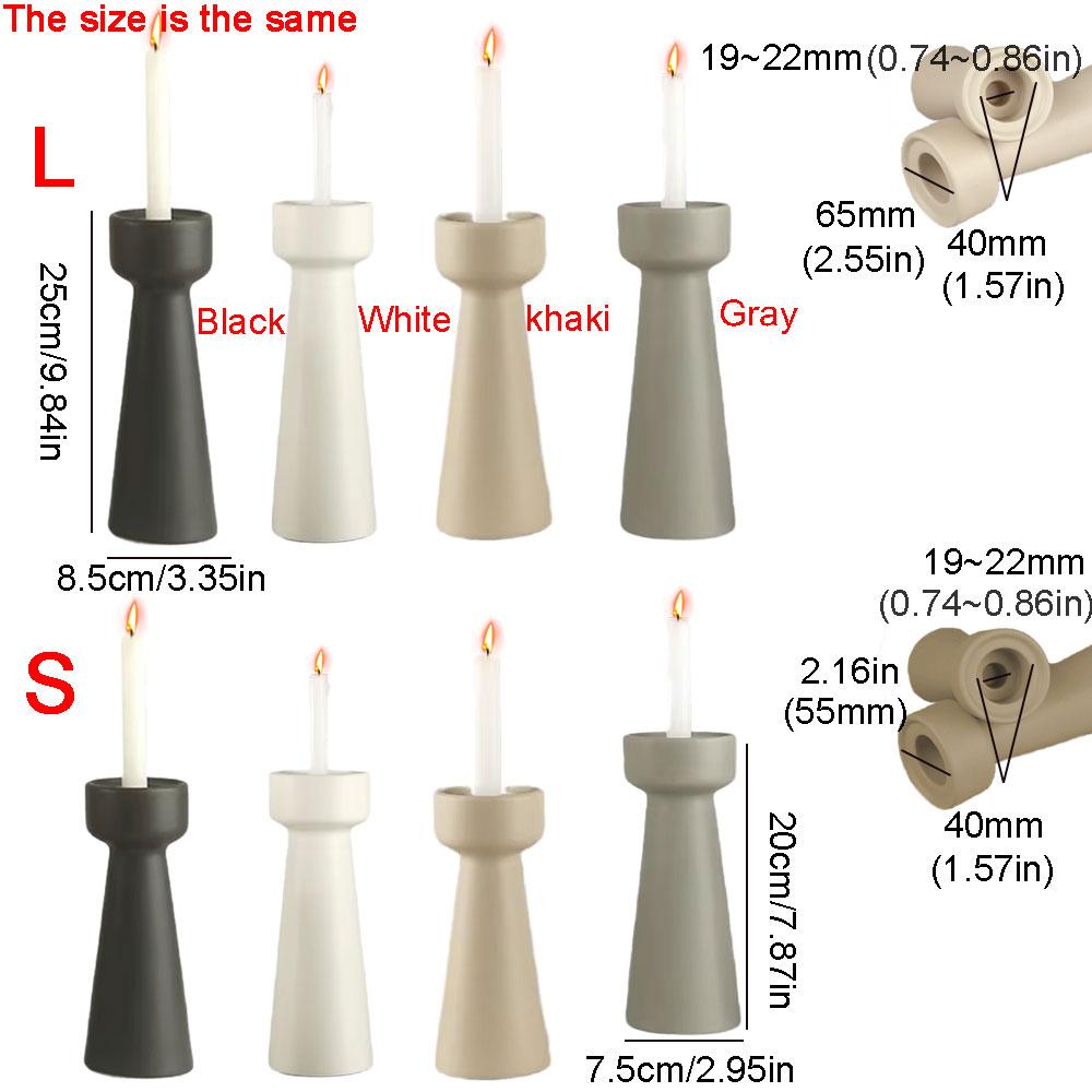 Lujoso juego de 2 candelabros de pilar Contenedor de vela perfumada Candelabros de cerámica para velas cónicas Grandes Pequeños Adorno de yeso Decoración artística para el hogar Regalos de boda