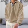 BITCED Autumn Long-Sleeved V-Neck Men's Collared Oversized Hoodie