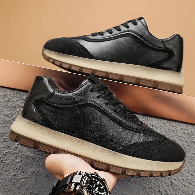Scarpe da Uomo alla Moda Tutte le Stagioni Pelle Sneakers Casual Stile Coreano Moda Scarpe da Corsa Antiscivolo Resistenti all'Usura Scarpa Sportiva da Uomo