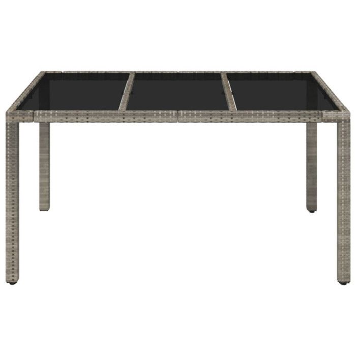 VidaXL Garden Table with Glass Top Grey 150x90x75cm Wicker 319900
