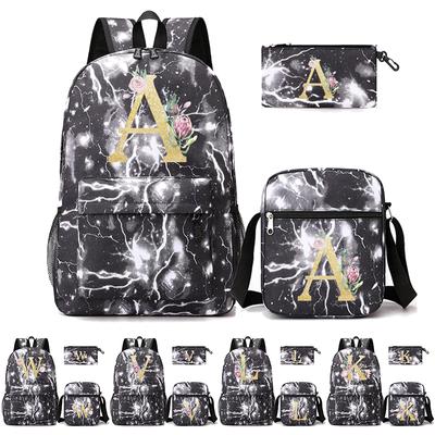 26 English Letters 3Pcs Backpack Cosplay Canvas for Boys and Girls Children Kids Schoolbag Travel Bag Back To School Bookbag