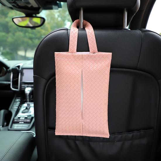 Car Tissue Holder for Dispenser with Woven Visor Hanging Napkin Pattern Universal Armrest