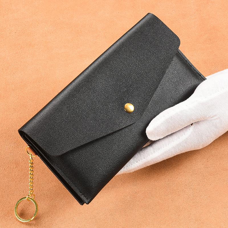 Soft Leather Women Long Wallet Clutch Bag with Key Chain Credit Card Holder Coin Purse чёрный