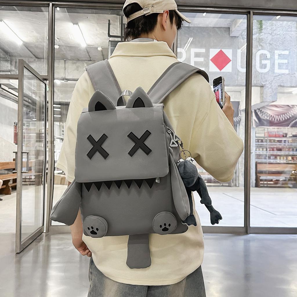 Schoolbag trendy brand backpack large capacity personality ugly cute backpack design sense travel bag trendy cool student couple schoolbag