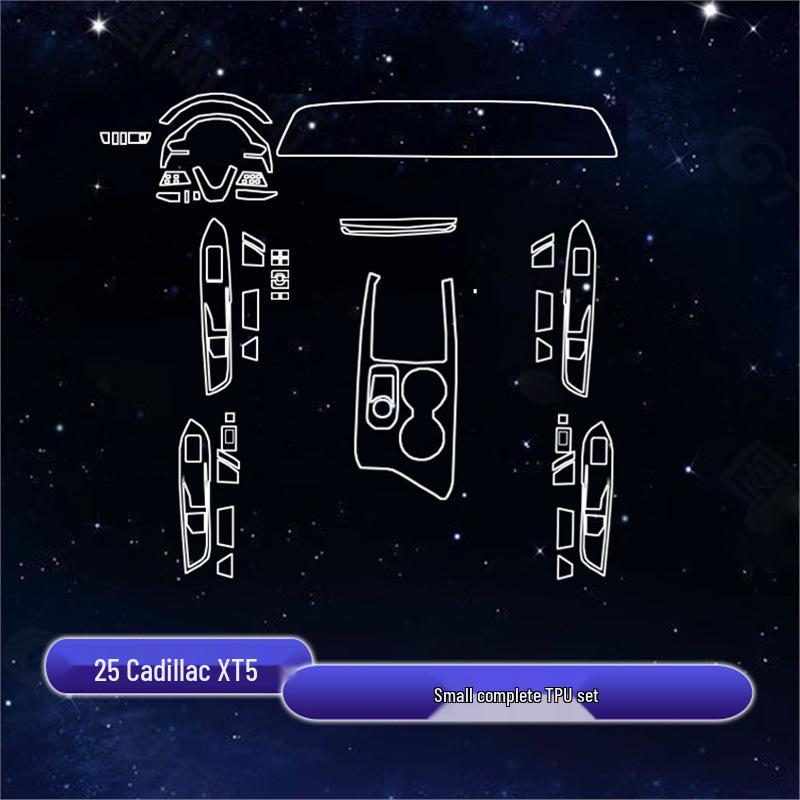 Interior, navigation, and console screen protection film for 2025 Cadillac XT5 models.