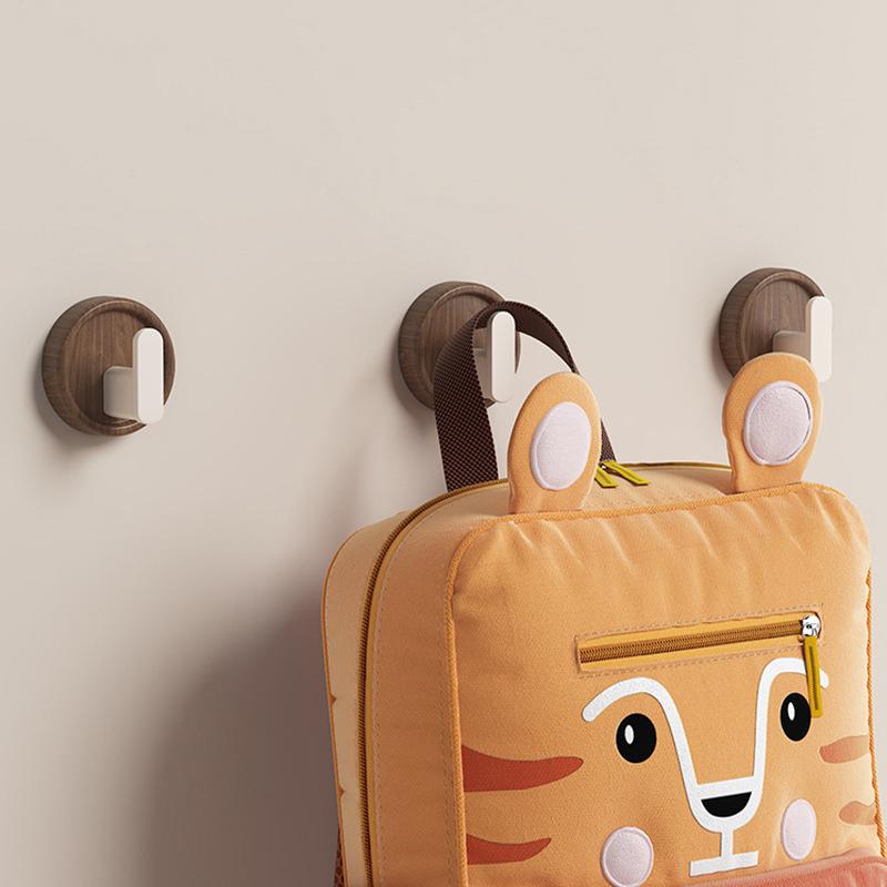 Walnut Wood Coat Rack Hooks Black Wall Hangers For Hanging Keys Clothes Bathroom Robe And Towels And Entryway
