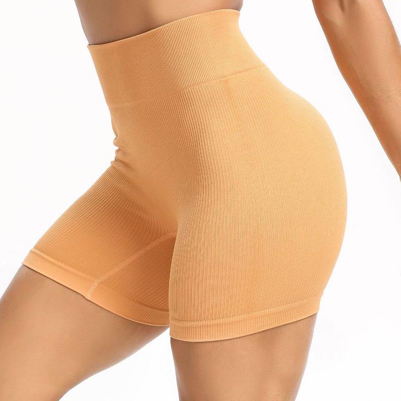European & American Seamless Knitted Yoga Set: Peach Butt Sports Shorts & Short Sleeve Bra Vest for Summer Fitness