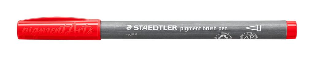 Staedtler Pigment Brush 10 Water-Based Pen, Red, Pens, 371-210