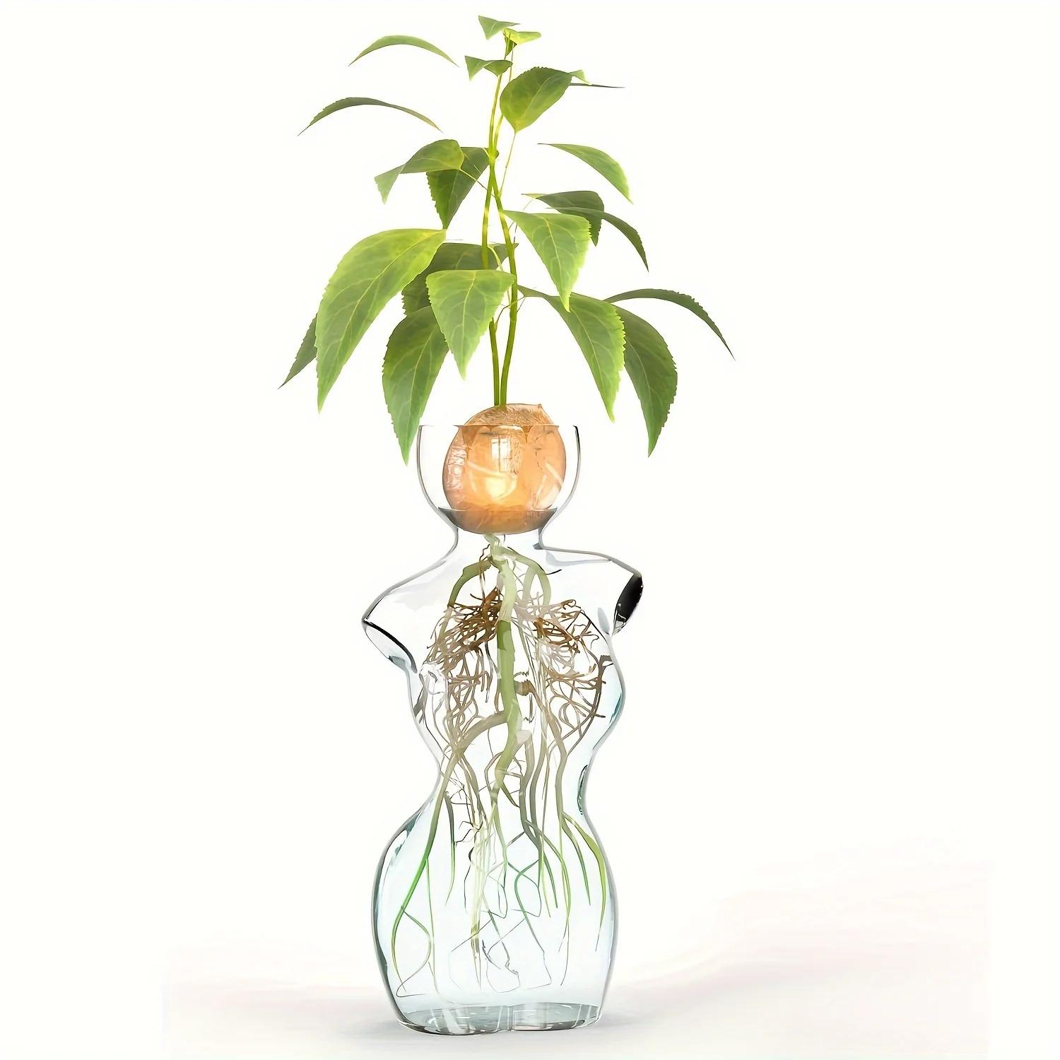 Human Shaped Glass Vase Plant Propagation Flower Arrangement Hydroponic Vessel Bulb Arrangement Flower Vase Home Decoration чистый