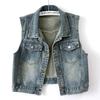Women's Hong Kong Style Retro Denim Vest - Slimming Sleeveless Gilet for Spring/Autumn 2025 (Korean Version)