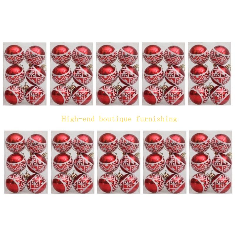 Baubles Set Hanging Decoration Christmas Seasonal Decors Festival Layout 10Pack красный
