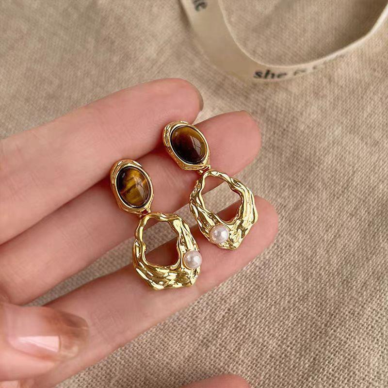 Серьги из камня Тигровый Глаз Maillard Новый Взрывной Характер Универсальные Серьги Серьги для Ушей