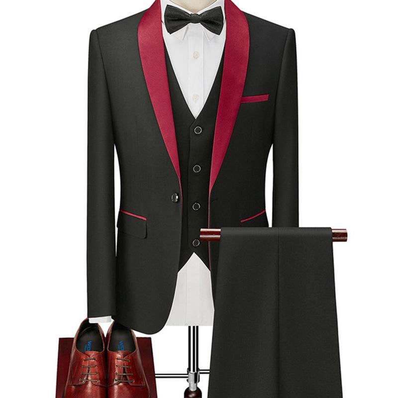 Men's Slim Fit One-Button Three-Piece Wedding Tuxedo Suit