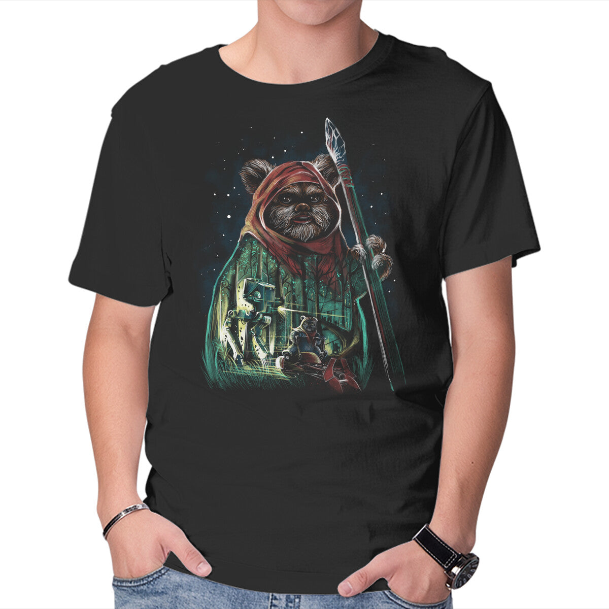 Unisex Crew Neck T-Shirt The Defense Of Endor Graphic Short Sleeve Casual Tee XXXL