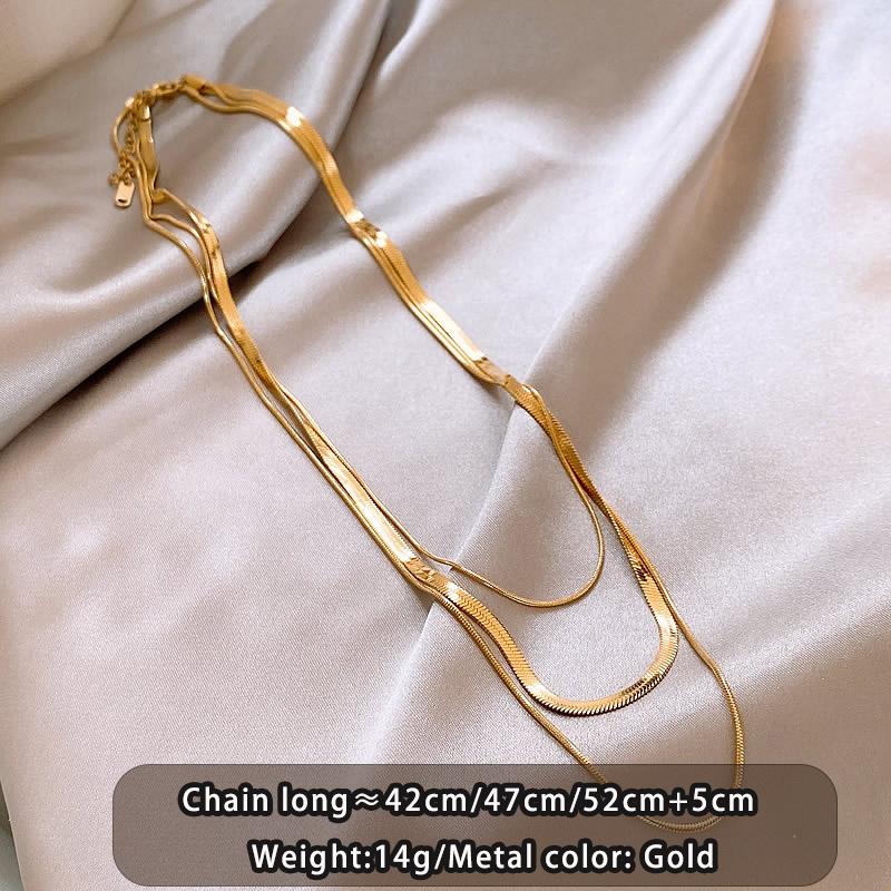 

Stainless steel Gold Color Multi-layer Snake Bone Chain Necklace Non Fading Jewelry For Women Sexy Collarbone Chain Accessores