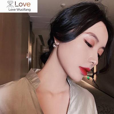 Trendy Crystal Cute Cat Stud Earrings For Women Fashion Moon Planet Round Water Earring Girl Personality Jewelry