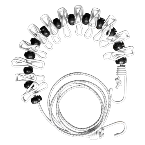 Travel Clothes Drying Rope with Large Hooks and Elastic Rope, Ideal for Travel Laundry Drying, Ball Stopper, and Strong Clothes Scissors, Perfect for