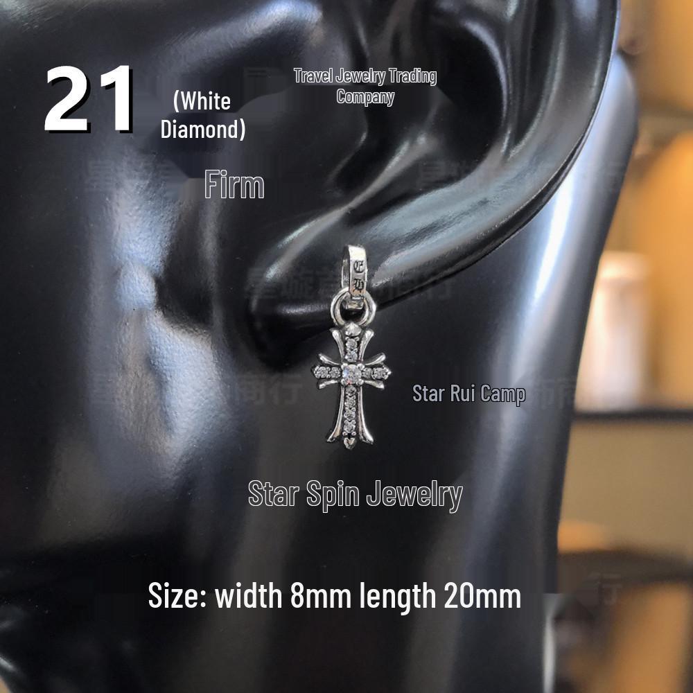 Cercei atârnători New Cross G-Dragon cu diamante colorate pentru bărbați și femei, Cupru alb, Argint thailandez, Ac din argint s925