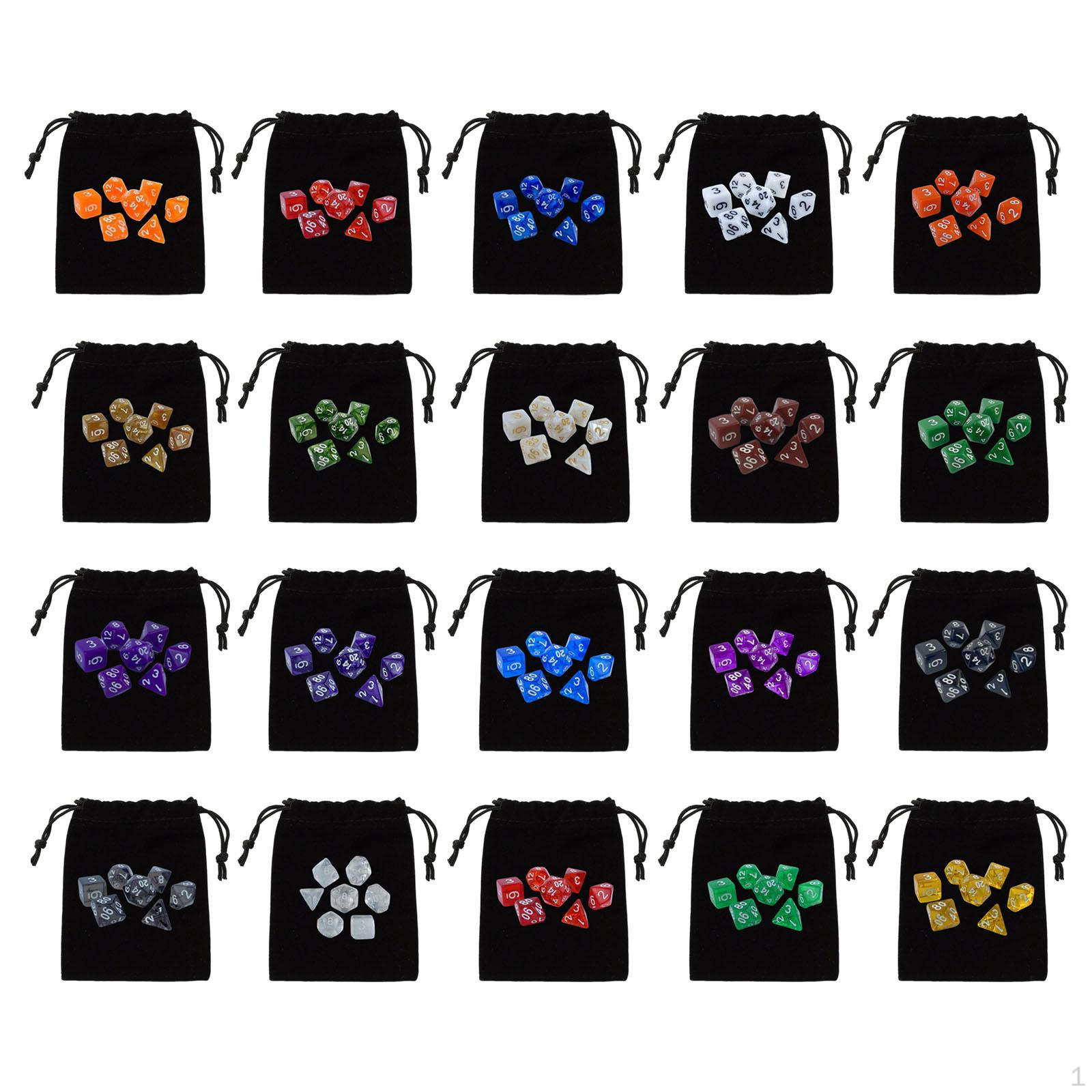

Acrylic Polyhedral Dice Set With Storage Bag Multicolor Multiple For Board Games 140Pcs