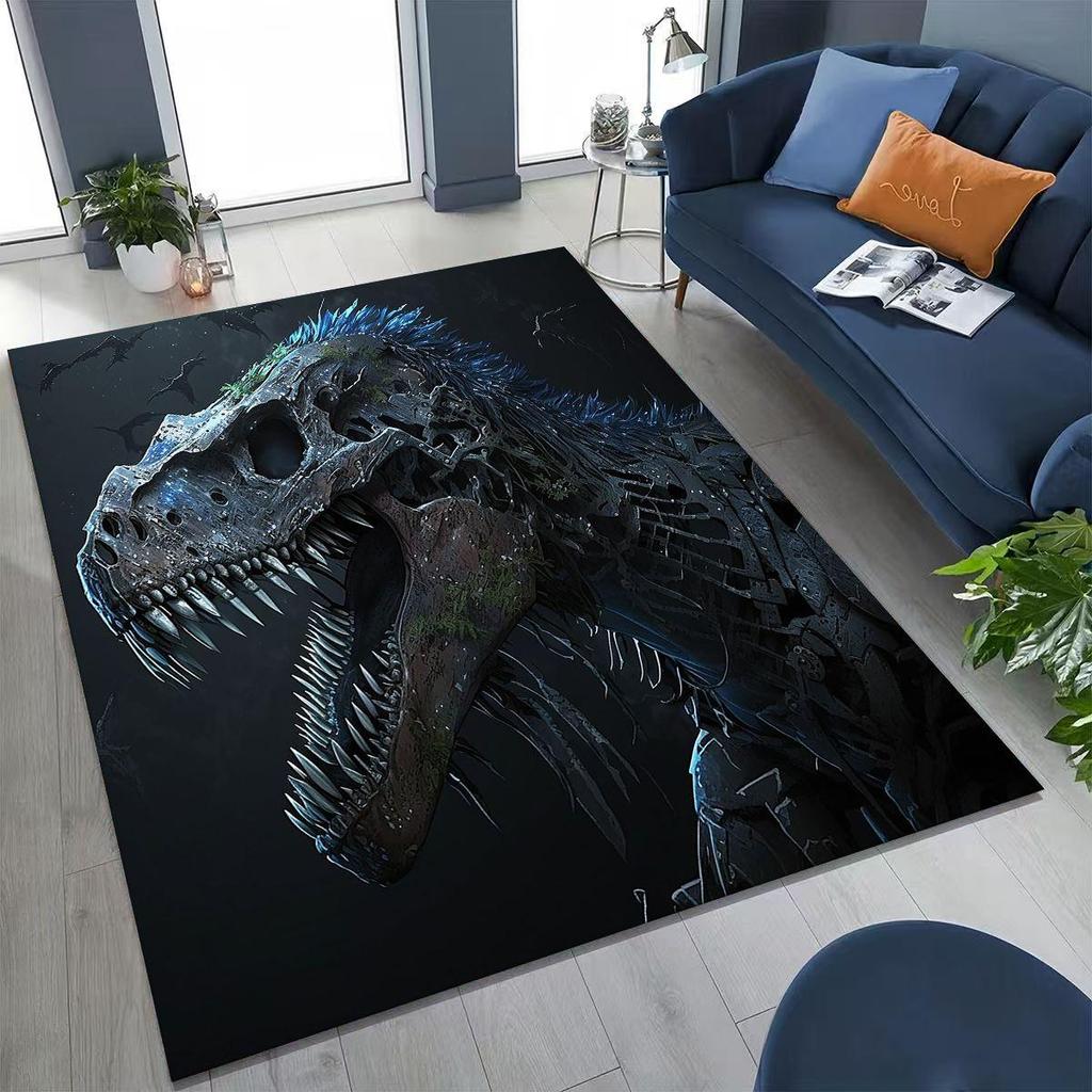 Ancient Creatures Dinosaur Ammonite Fossil Art Rug for Bedroom Living Room Sofa Home Doormat Decor,Large Kids Non-slip Floor Mat