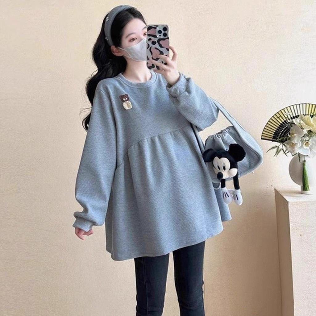 Spring-Autumn Casual Maternity Mid-Length Loose Hoodie 3XL