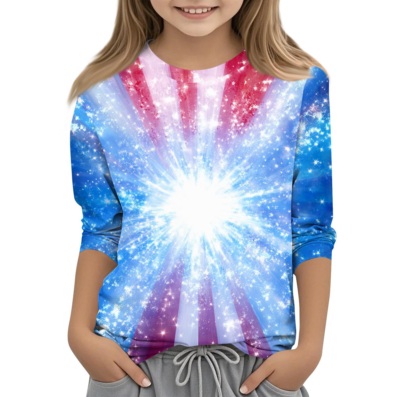 

Children s Fashion Printed Round Neck Three-quarter Sleeve Top Casual T-shirt 140 белый