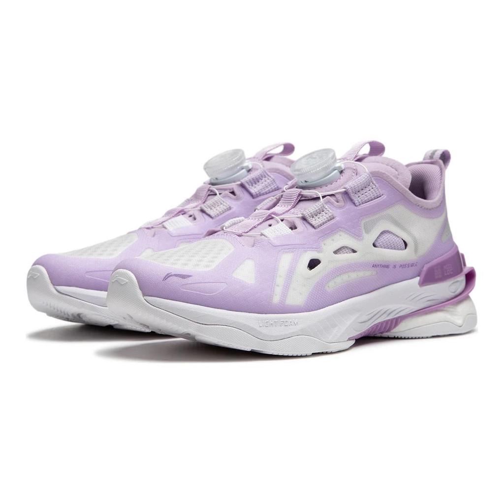 Li Ning Kids Comfortable Versatile Non-Slip Rebound Casual Shoes Kids Sneakers Purple White YKCU040-8