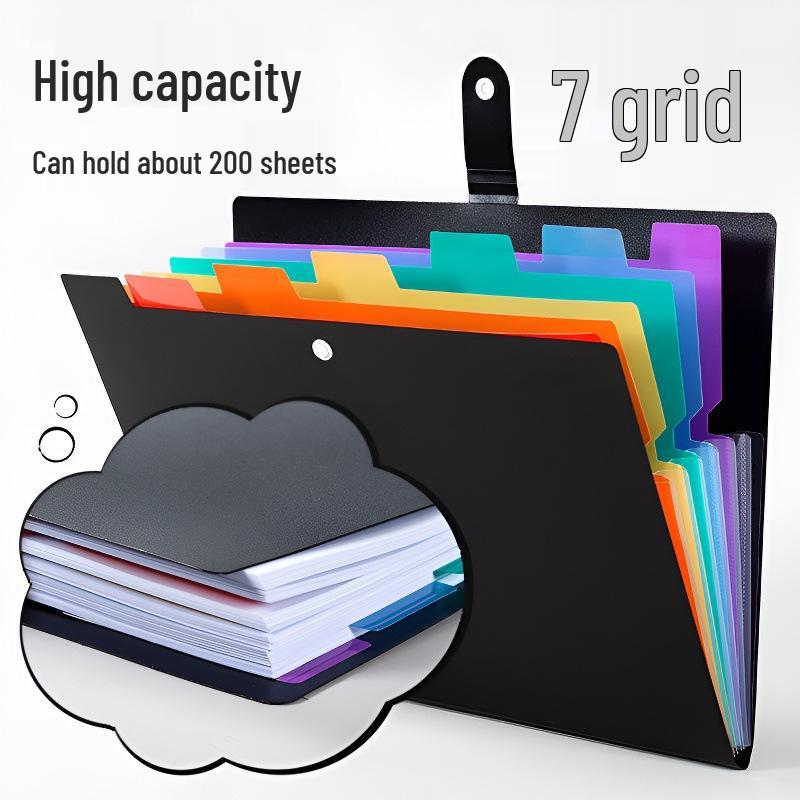 7-Pocket Rainbow Colored PP Accordion File Folder