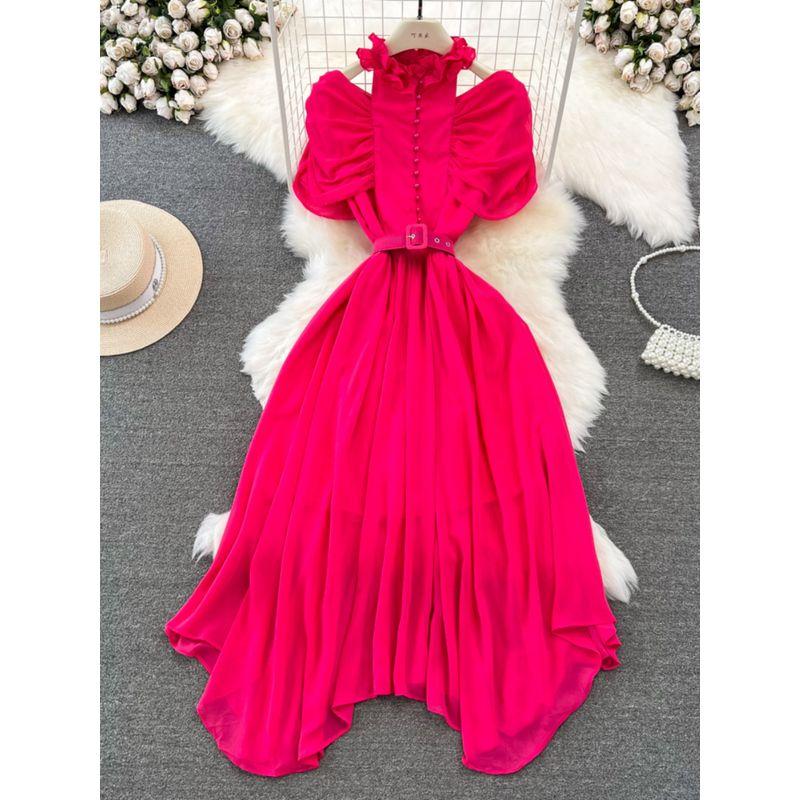 Accessible Luxury Graceful Stand Collar Chiffon Dress Elegance Formal Dress