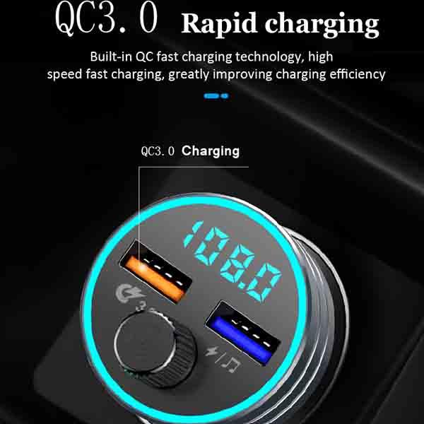 Car FM transmitter auxiliary modulator Bluetooth connection speaker car kit mp3 player adapter with 5V / 2A fast charging