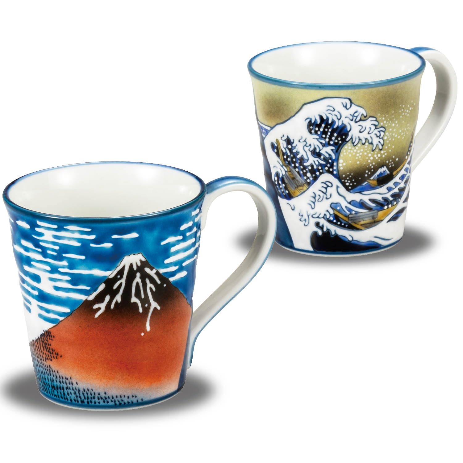 

Waza no Kura Стильная пара кружек из Кутани, дизайн Хокусая, высококачественная керамика, сделано в Японии