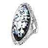 Fashion Elegant Oval White Natural Shell Big Stone Rings
