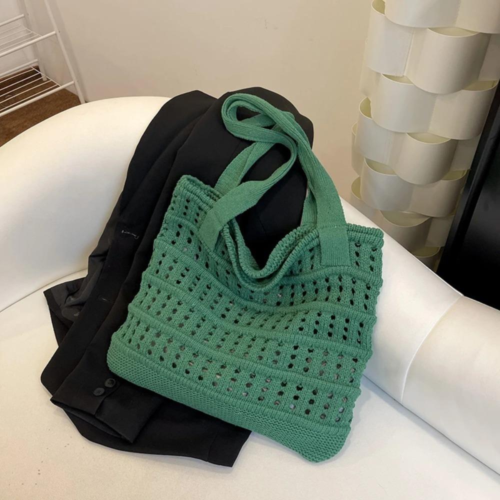Große Kapazität Damen Strohgewebte Tasche Fauler Stil Tragetasche Einfache Gestrickte Handtasche Strand