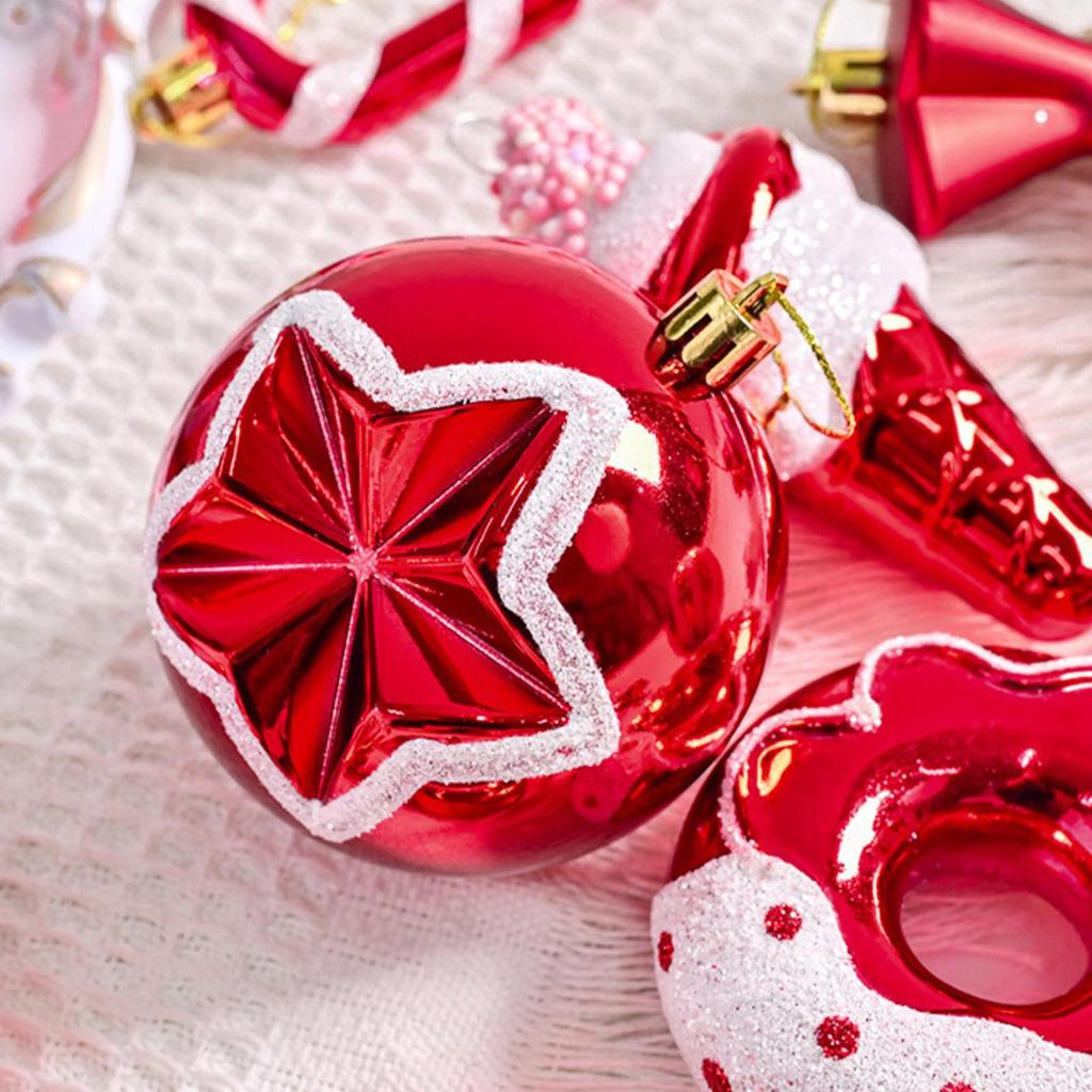 Ball Christmas Ornaments 78 Pieces Red And White Shatterproof Pendants Christmas Ball Decoration For Tree For Wall Bedroom