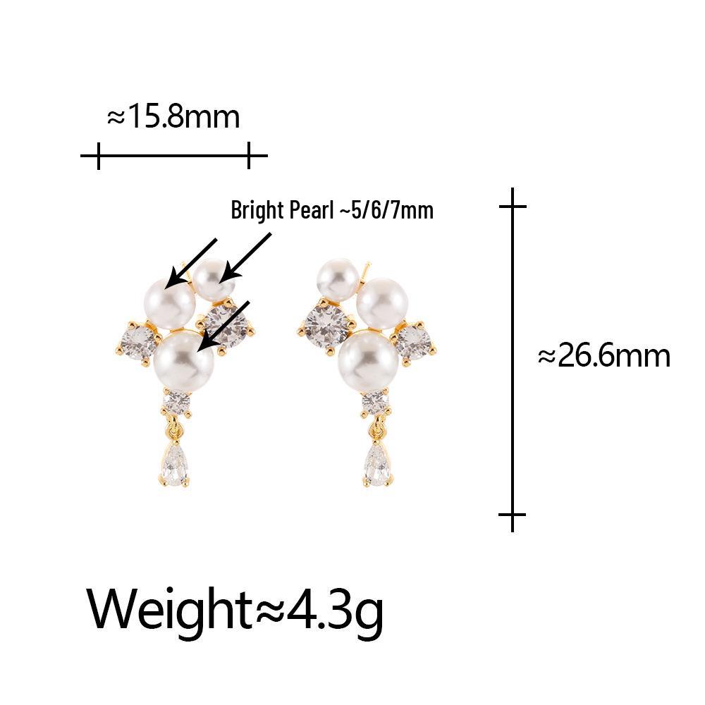 Elegant French Retro Zircon Pearl Earrings for Women – Versatile High-End Fashion Accessory