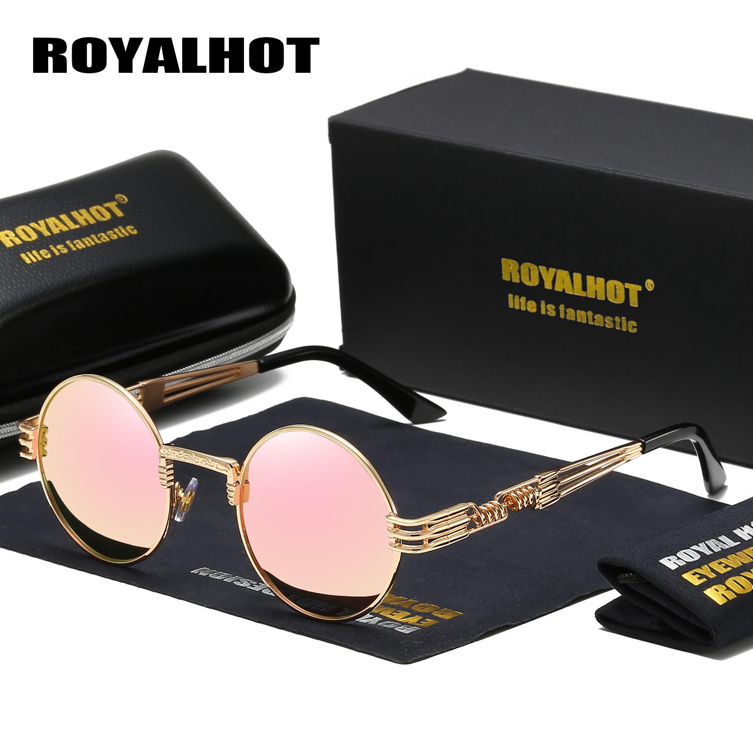 

RoyalHot женские мужские круглые металлические поляризованные модные солнцезащитные очки золотой