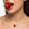 Rice Beaded Strawberry Pendant Necklace For Women Men Sweet Cute Cherry Heart Bowknot Tassel Choker Y2K Summer Fashion Jewelry