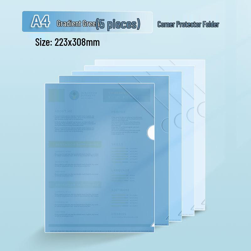 Waterproof A4 L-Shaped Folder: Simple Corner Clip, PP Material, Portable File Storage