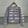 New round neck puff down jacket women's short simple casual warm white duck down ribs jacket