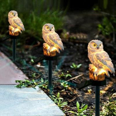 Luce Solare Gufo Resina Gufo Illuminato Figurine con Punta Decorazione Giardino Animale Lampada Solare LED per Casa Prato Patio Cortile