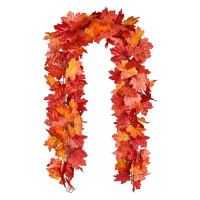 2 Pack Autumn Wreath Maple Leaf Hanging Vine Wreath Artificial Autumn Leaf Wreath