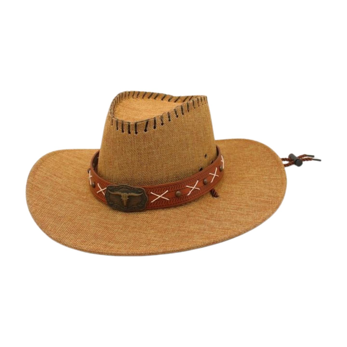 

Men And Women Sunscreen Travel Vacation Visor Outdoor Eaves Western Cowboy Hat Retro Top Hat One size fits all [xiniu]