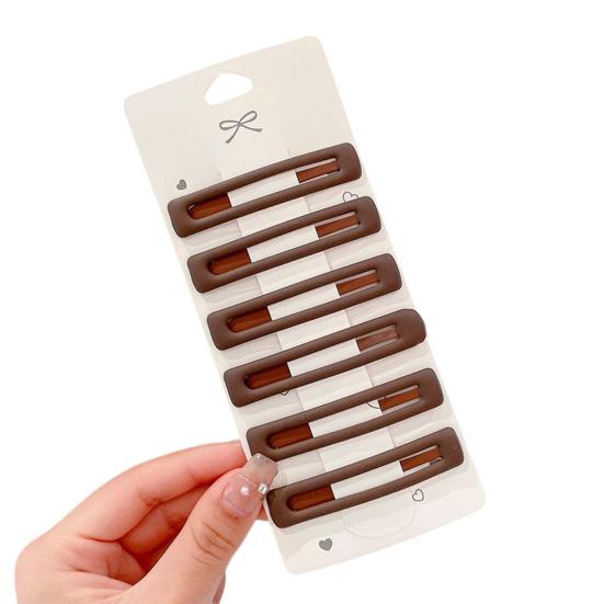 6Pcs Girl Hairpin Matte Color Rectangular Hair Clips Stable Non-Slip BB Clip Face Slimming Versatile Hair Styling Tool