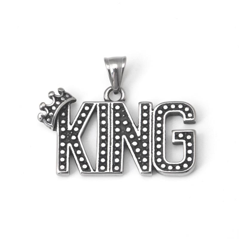 Collier Pendentif Couronne KING en Acier Inoxydable - Style Hip Hop Rock Rétro Punk