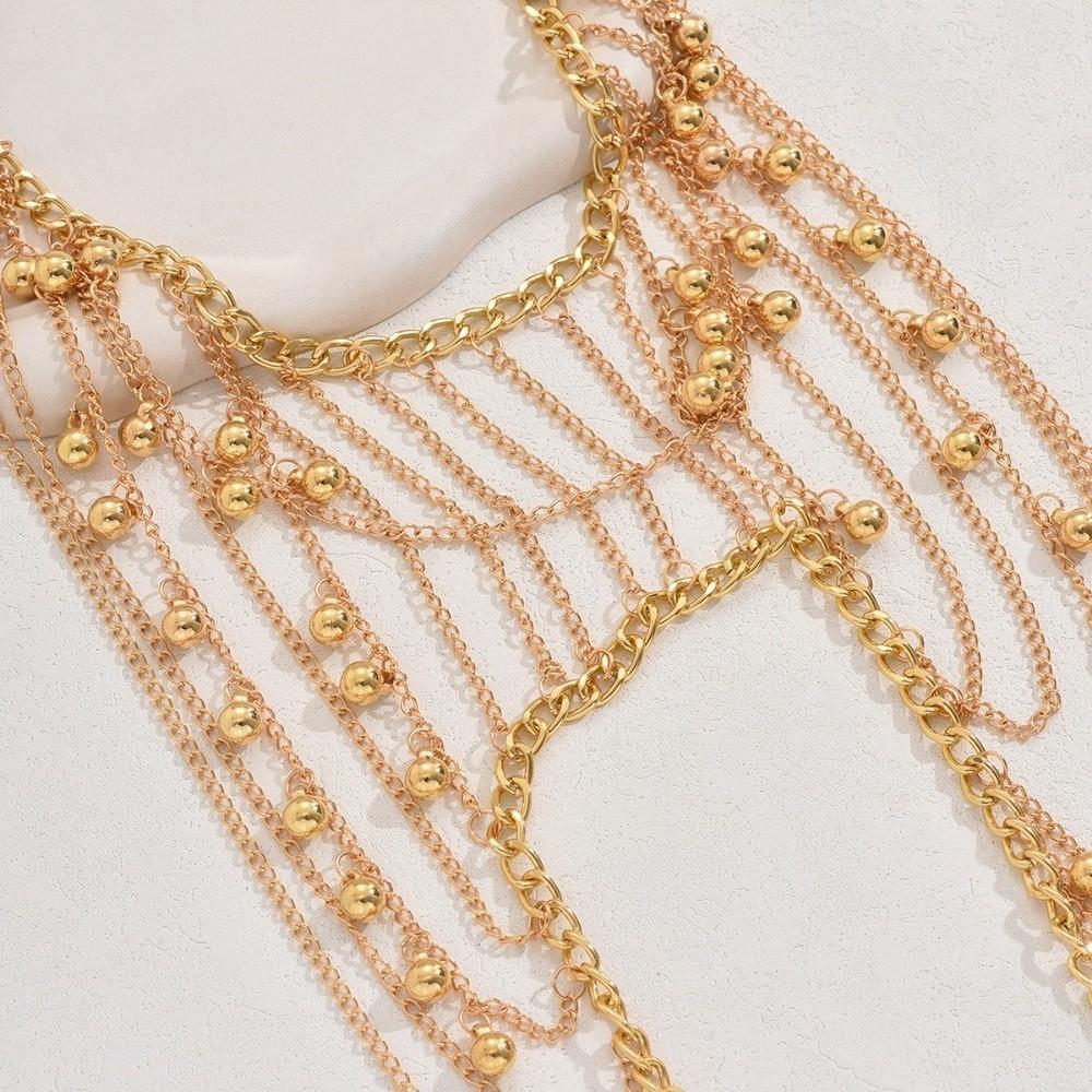 Gold Tassels Costume Armband Metal Body Chain Vintage Necklace Shoulder Chain  Girl
