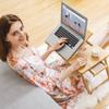 SONGMICS Bamboo Laptop Desk, Foldable Bed Table, Height Adjustable Sofa Tray, with 5 Tilting Angles, Air Holes, Small Drawer, 55 X 35 X (21 - 29) Cm