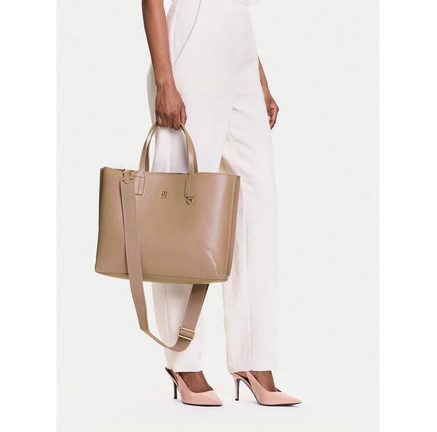 Bag Tommy Hilfiger Tommy Hilfiger Th Distinct Satchel AW0AW17463 Beige