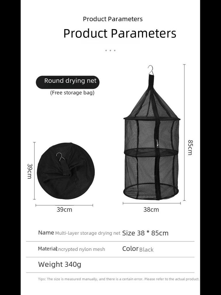 Dreilagiges, faltbares Aufbewahrungsnetz aus Nylon: Hängendes Trockennetz für Kleidung, Obst und Gemüse beim Camping im Freien.