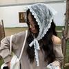 6styles French Pastoral Floral Lace Triangle Hair Scarf Romantic Head Wrap Headband Waist Decor for Women Fashion Accessory Gift
