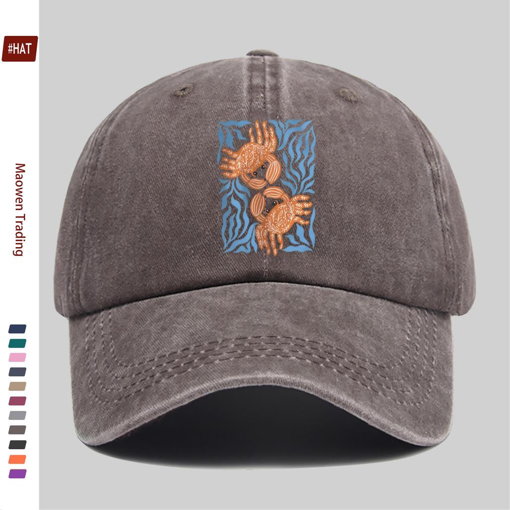 Casquette de baseball imprimée motif crabe et algues amusant pour PC Chapeau décoratif mode confortable Tendance Accessoire léger Ajusta